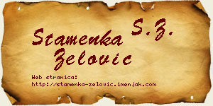 Stamenka Zelović vizit kartica